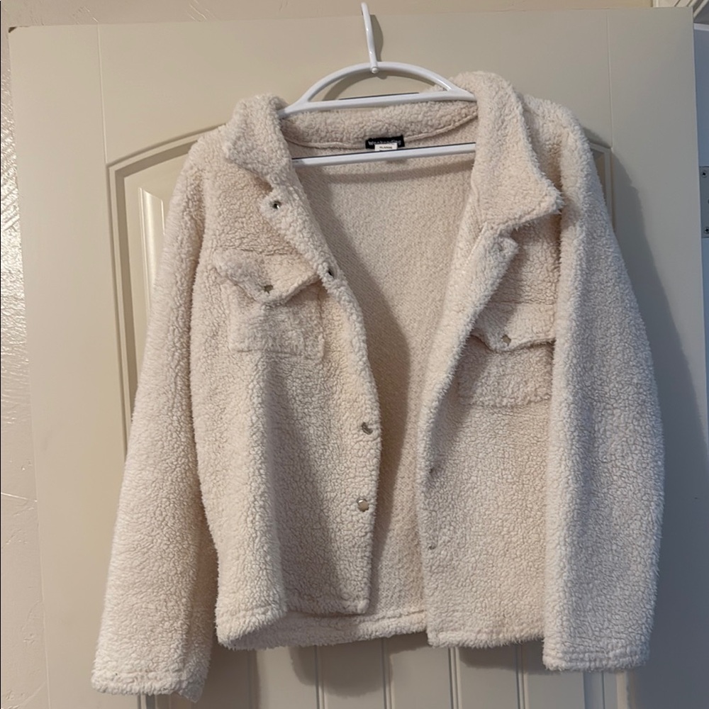 Forever 21 Cream Sherpa Puffer Jacket